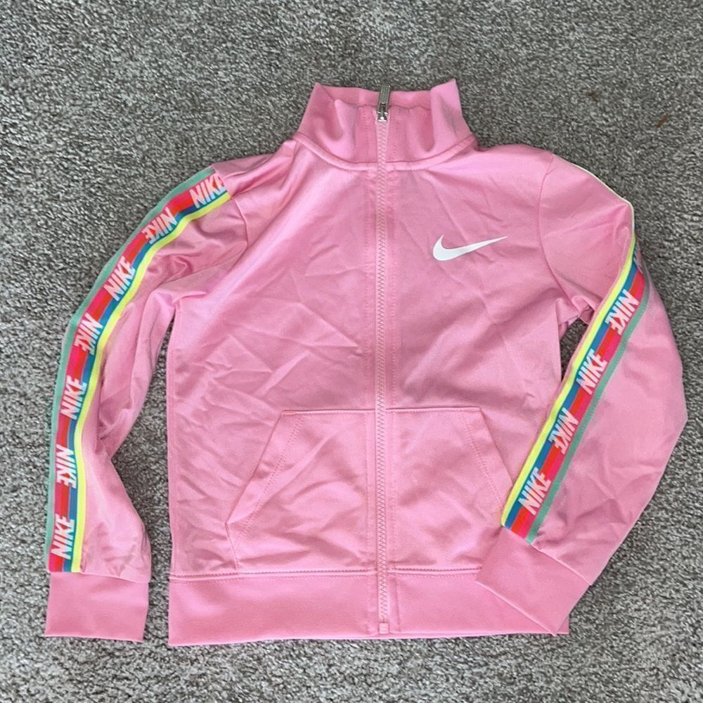 Girls Pink full zipper hooded hoodie sweatshirt jacket kids youth child track 6M